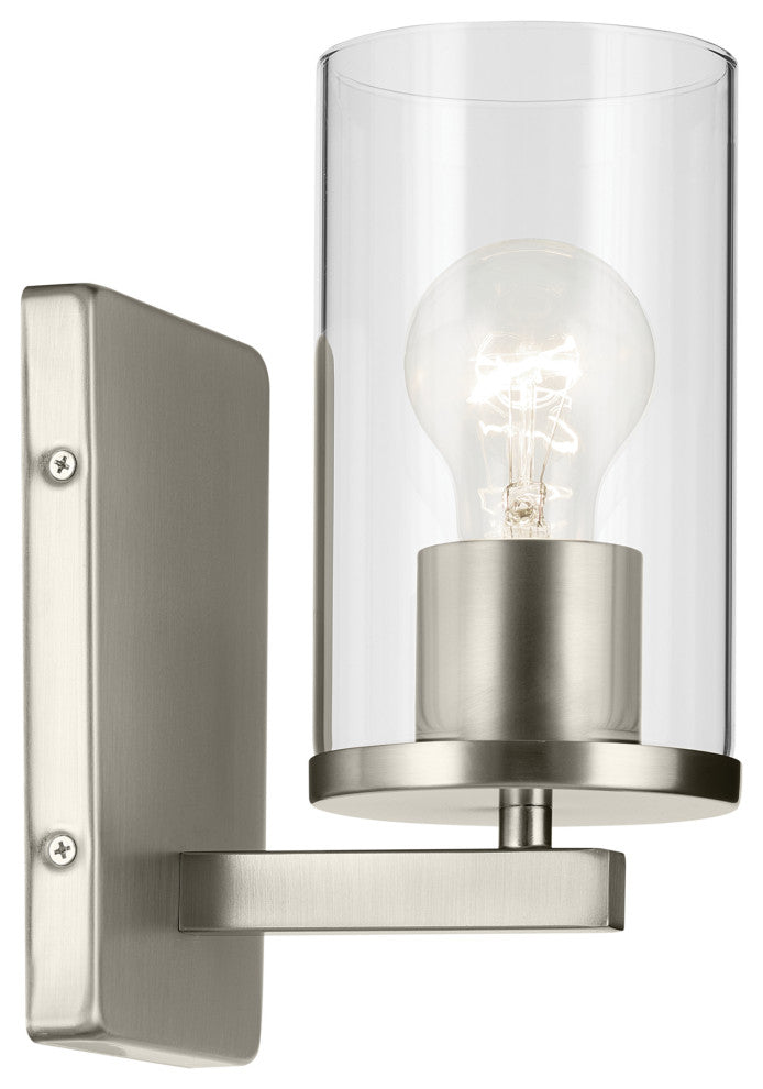 Crosby 4.5" 1-Light Wall Sconce With Clear Glass, Brushed Nickel