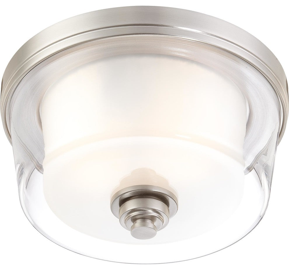 Contemporary Decker 2-Light Medium Flush, Brushed Nickel Finish