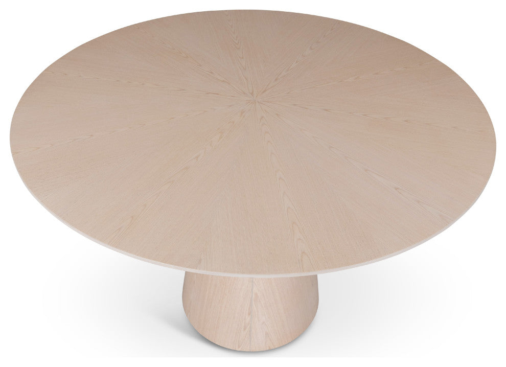 Modern Brazilian Mona Wooden Top Round Dining Table Nevoa