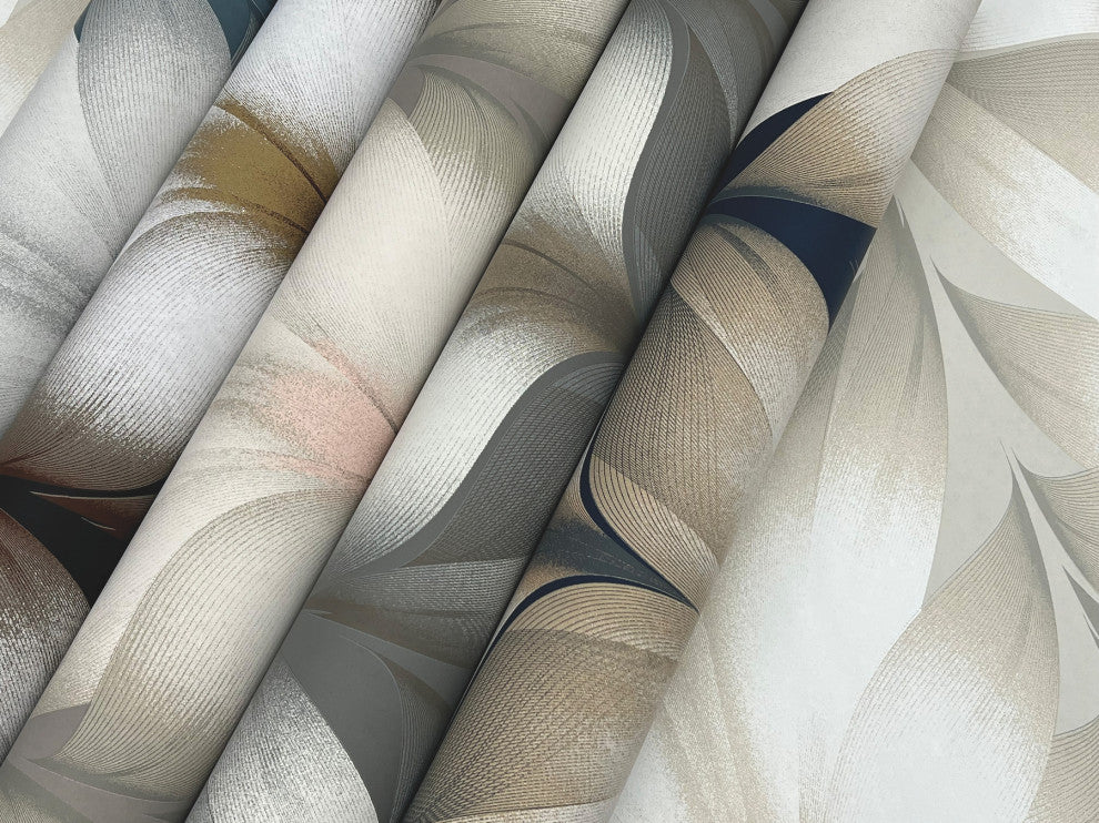 Navy Lotus Light Stripe Wallpaper
