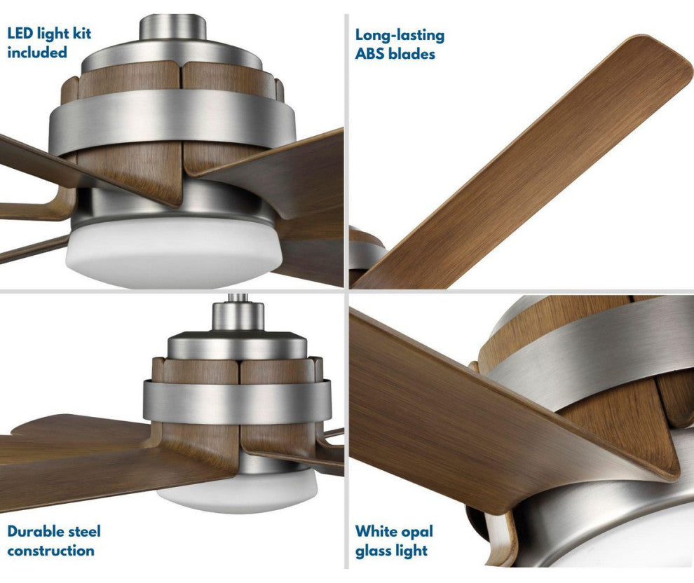 Kaysville 6-Blade Chestnut 56" DC Motor LED Urban Industrial Ceiling Fan