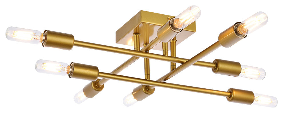 Living District Script 8-Light Flush Mount Brass