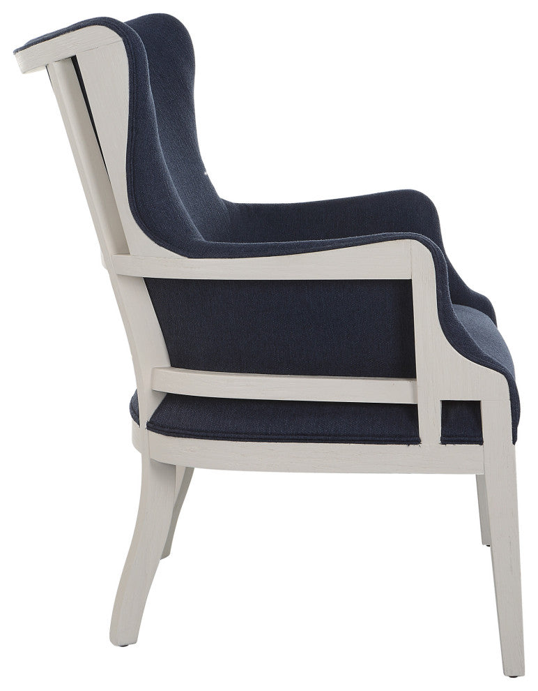 Uttermost 23753 26"W Plywood Framed Polyester Accent Chair - Blue / White