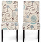 GDF Studio Percival White and Blue Floral Fabric Dining Chairs, Set of 2, White and Blue Floral, Fabric