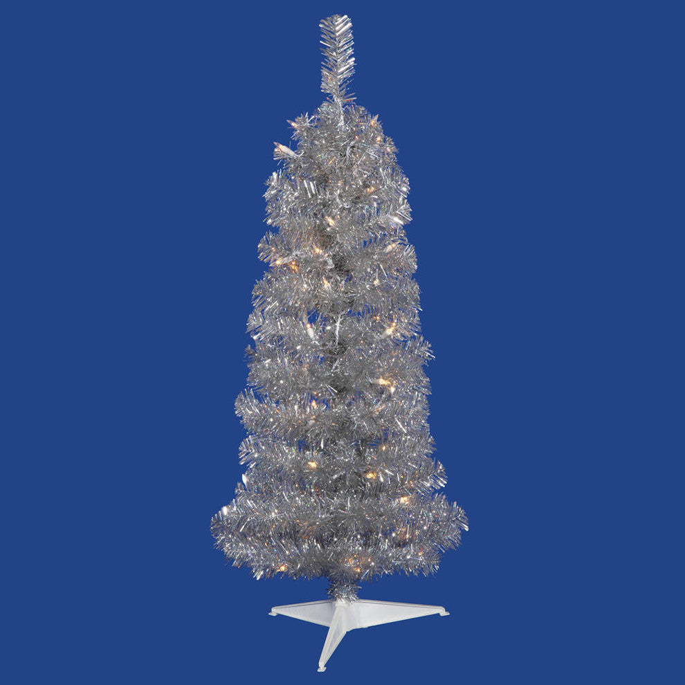 Vickerman Silver Pencil Tree, Dura-Lit LED 35 Warm White, 2'x11"