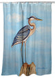 Betsy Drake Blue Heron on Stump Shower Curtain
