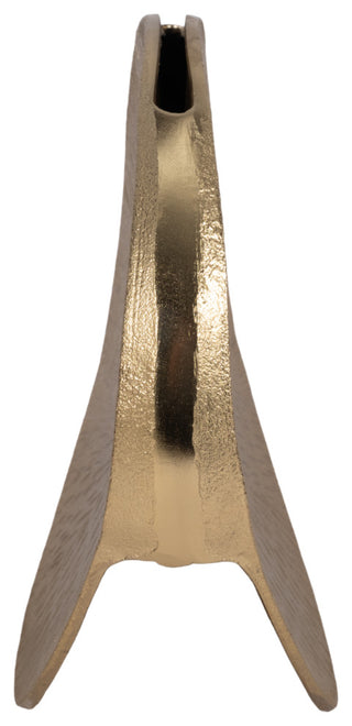 Metal, 12" Etched Oval Vase, Champagne