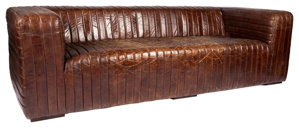 First of A Kind Castle Sofa Cappuccino Brown Leather