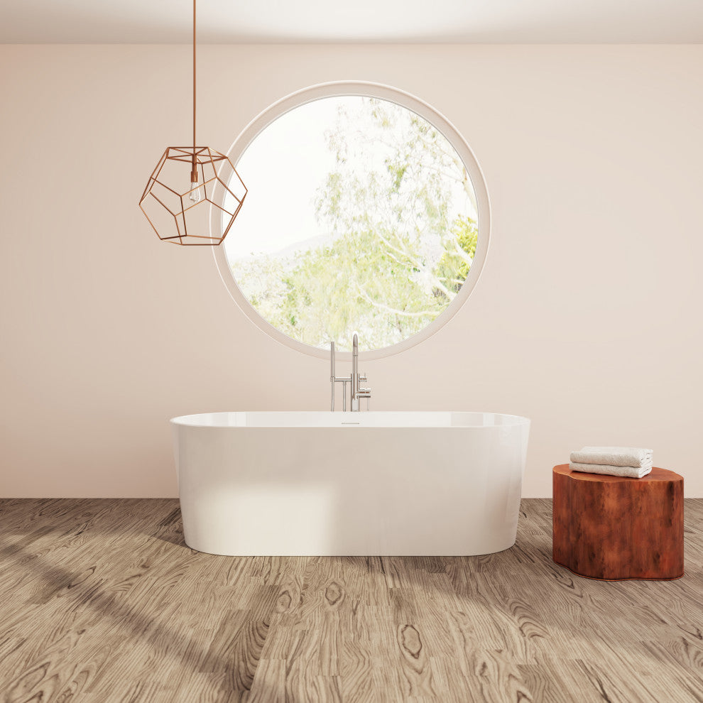 Perlato Andorra Freestanding Soaking Tub, White, 71"