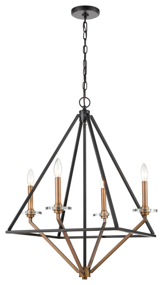 Innovations 331-4CR-BBG-BB-C35-LED 4-Light Chandelier, Black Brushed Brass