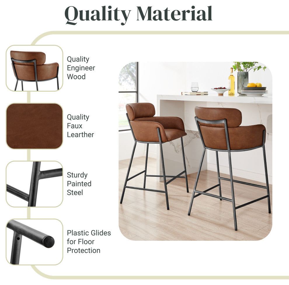 Finley Counter Stool, Vintage Cognac, Pu
