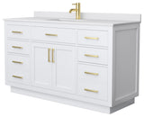 Beckett TK 60" Single Vanity,  Cultured Top, Gold Trim