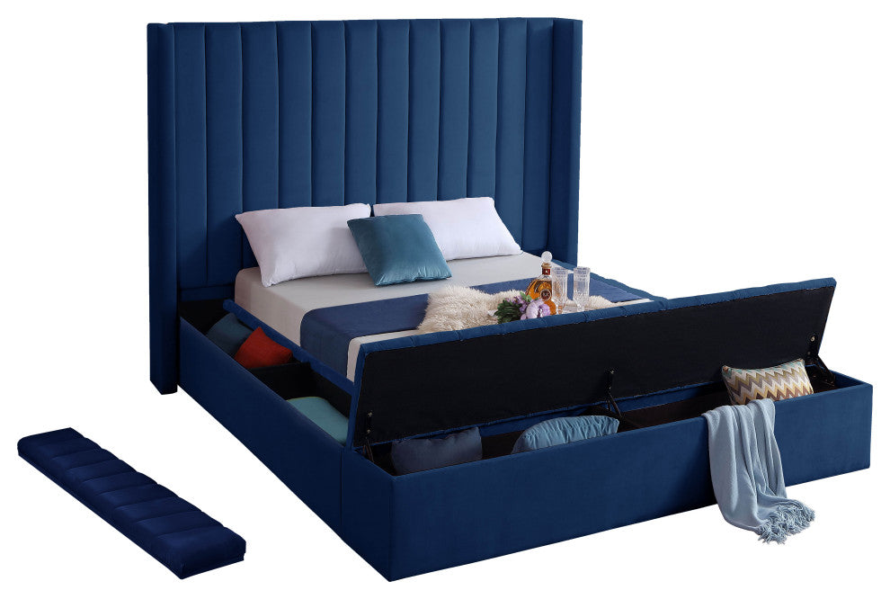 Kiki Velvet Bed, Navy, King