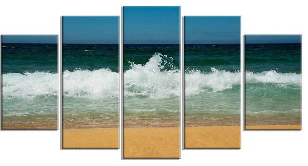 "Beautiful Atlantic Beach Portugal" Seascape Wall Art, 5 Panels, 60"x32"