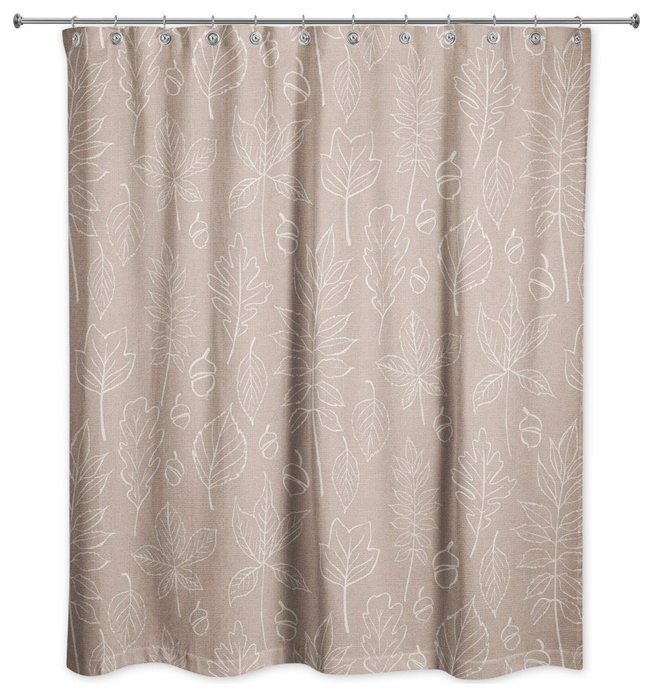 Dusty Rose Leaf Pattern 71x74 Shower Curtain