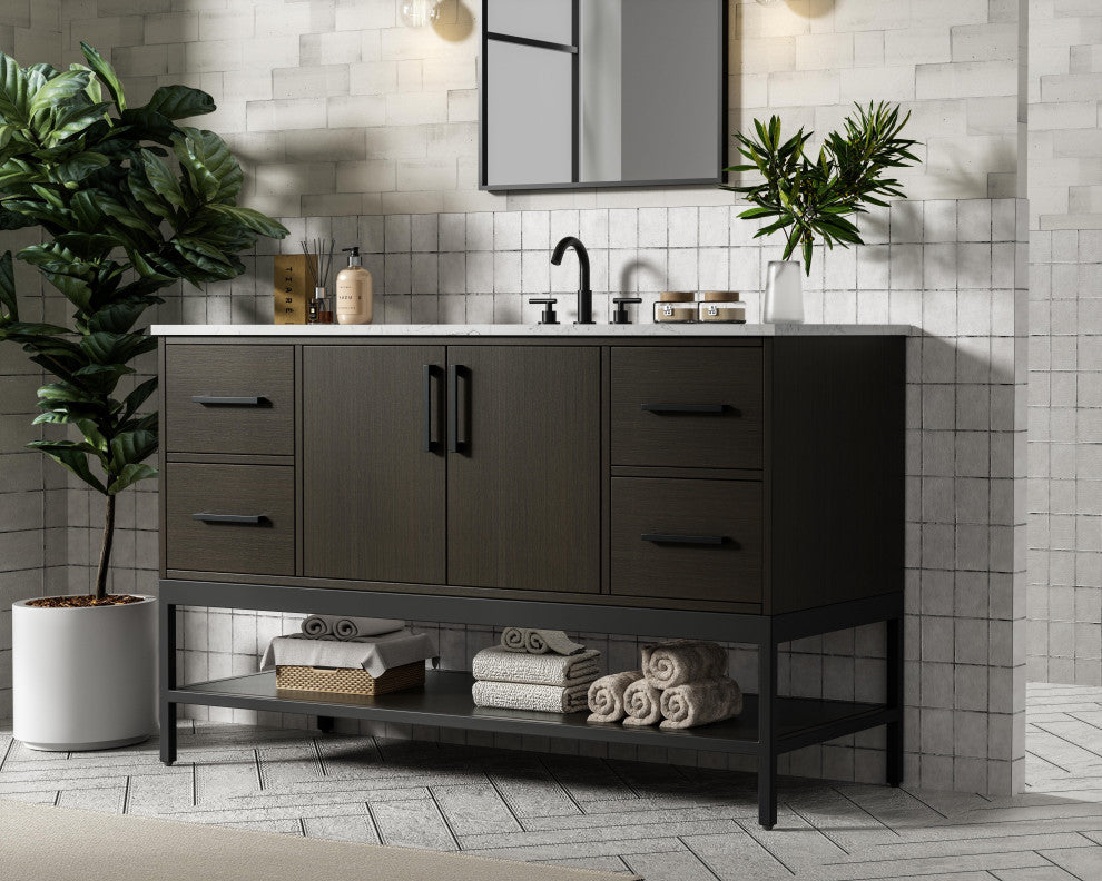 Home Living 54" Single Bathroom Vanity, Mocha Brown