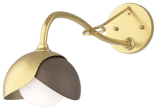 Brooklyn 1-Light Double Shade Sconce, Modern Brass, Bronze, Opal Glass