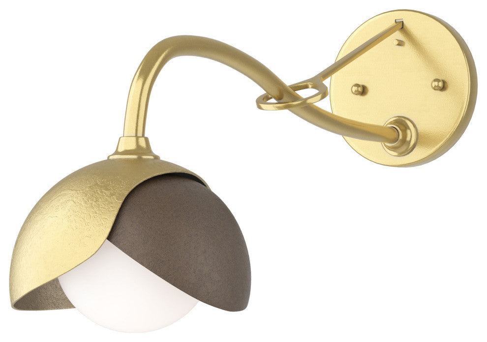 Brooklyn 1-Light Double Shade Sconce, Modern Brass, Bronze, Opal Glass