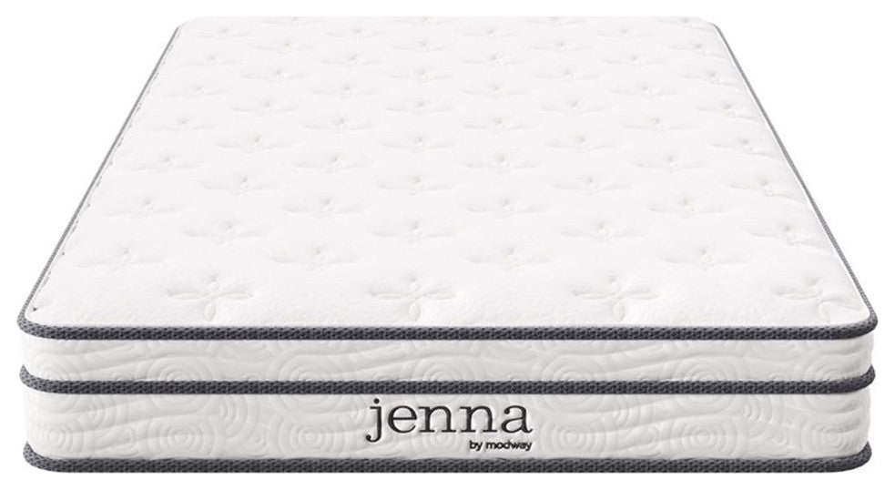 Pemberly Row Modern Fabric 6" Innerspring and Foam Twin Mattress in White