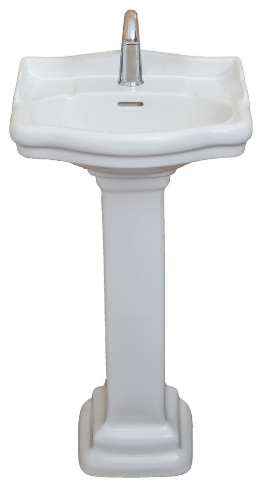 Roosevelt Pedestal Sink Only, White, 4" Faucet, 22"