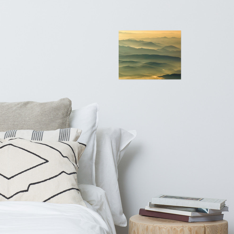 Foggy Mountain Layers at Sunset Landscape Photo Unframed Wall Art Prints, 11" X 14"
