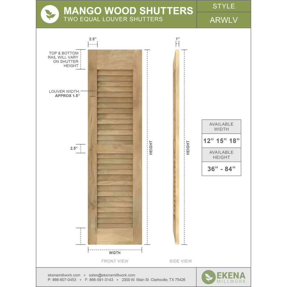 Two Equal Louver Shutters (Per Pair)