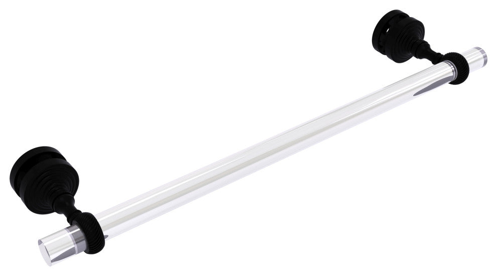 Pacific Grove 18" Shower Door Towel Bar with Twisted Accents, Matte Black