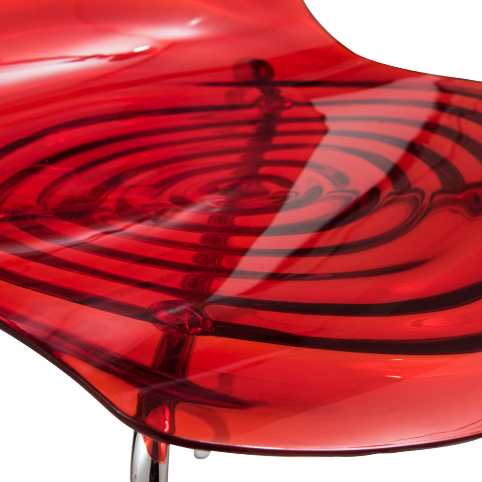 LeisureMod Modern Astor Plastic Dining Chair, Set of 4 Transparent Red