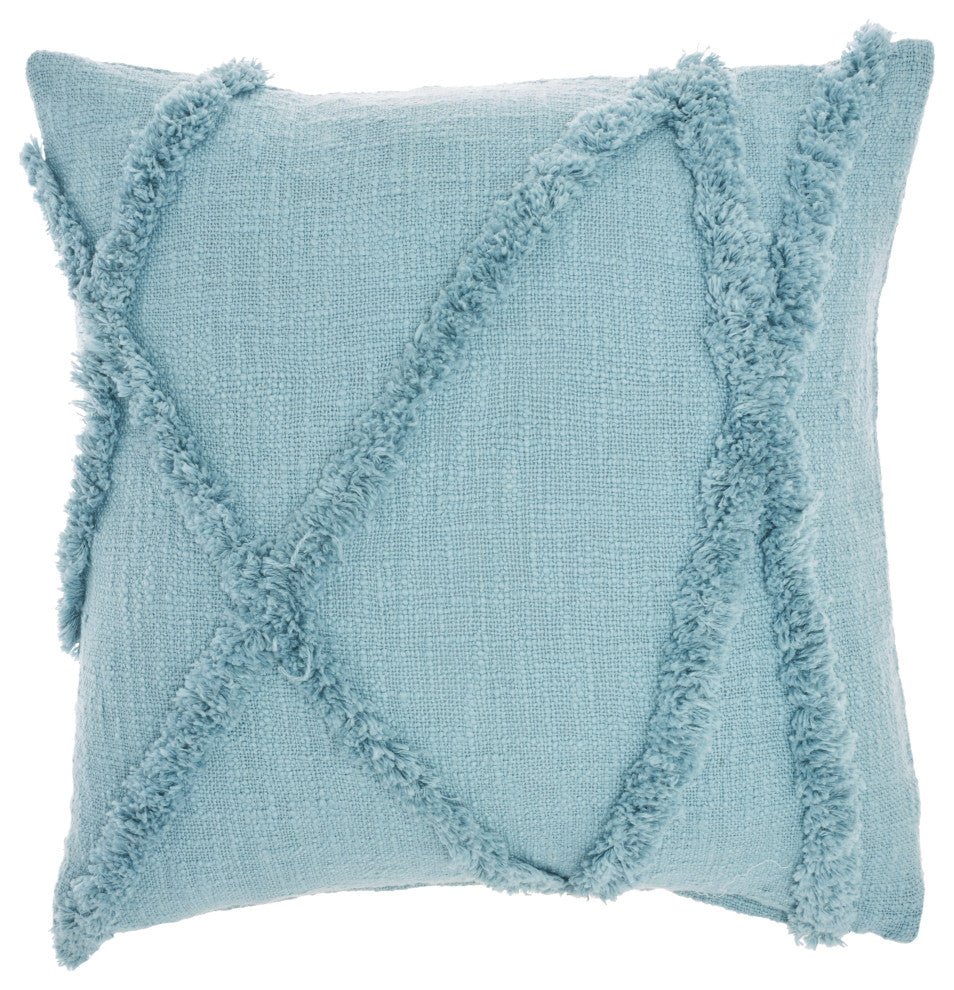 Mina Victory SH018 Throw Pillow, Aqua, 18"X18"