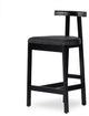 Tex Stool Black Rosa Morada, Black Leather, Bar