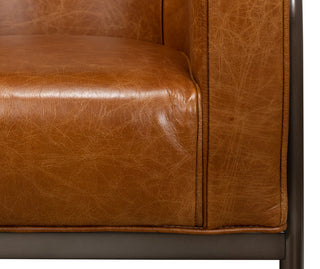 Breda Retro Brown Leather Accent Tub Chair