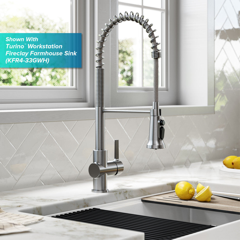 Britt Commercial Style 3-Function Pull-Down 1-Handle 1-Hole Kitchen Faucet, Spot Free Stainless Steel (Filter Kff-1691sfs)