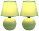 Simple Designs Mini Ceramic Globe Table Lamps, 2-Pack Set, Green