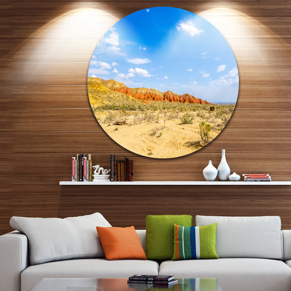 Rocky Mountain In Desert, Landscape Photo Round Wall Art, 11"