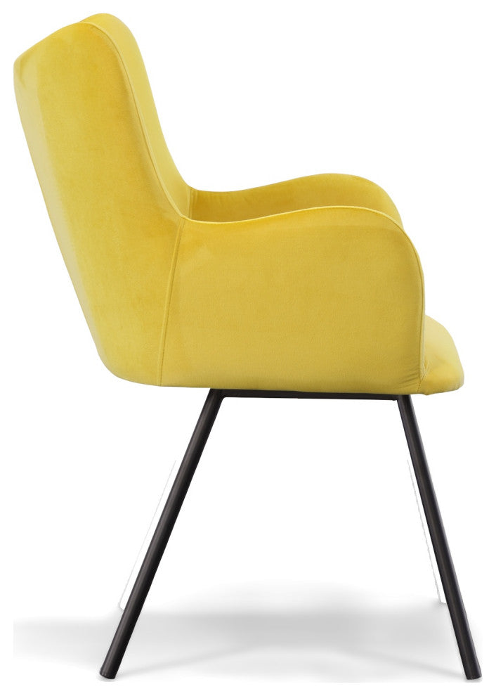 Modrest Turiff Yellow Velvet Dining Chair