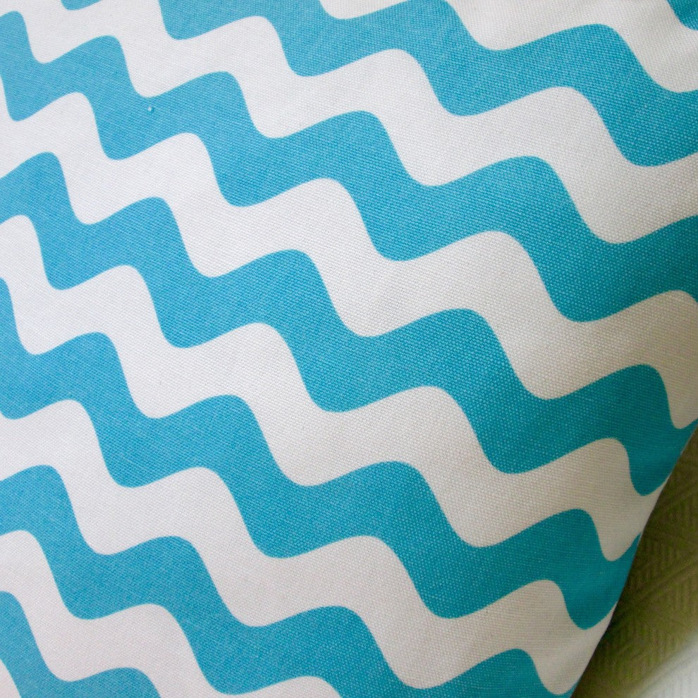 Kids Indoor Wave Canvas In Hot Pink Or Aqua 20x20 Throw Pillow