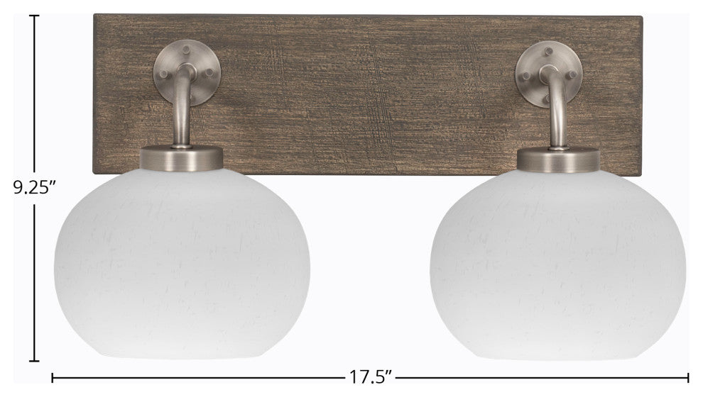 Oxbridge, 2 Light Bath Bar, Graphite & Painted Distressed Metal, 7" White Muslin