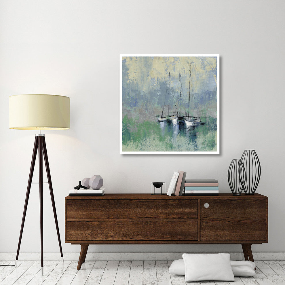 "Boats in the Harbor II" Digital Paper Print by Silvia Vassileva, 42"x42"