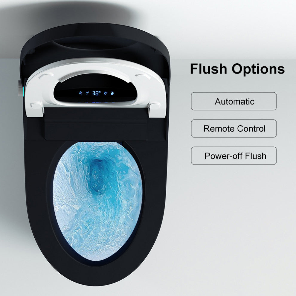One-Piece Elongated Black Smart Toilet Floor Mounted Automatic Toilet Self-Clean