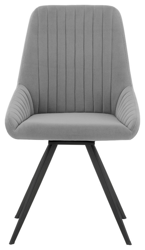 Alison Swivel Gray Velvet and Metal Dining Room Chairs, Set of 2