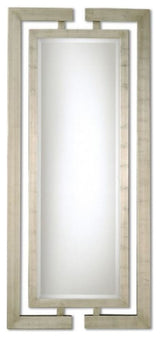 Uttermost Jamal Contemporary Wood Mirror in Scratched Silver Finish