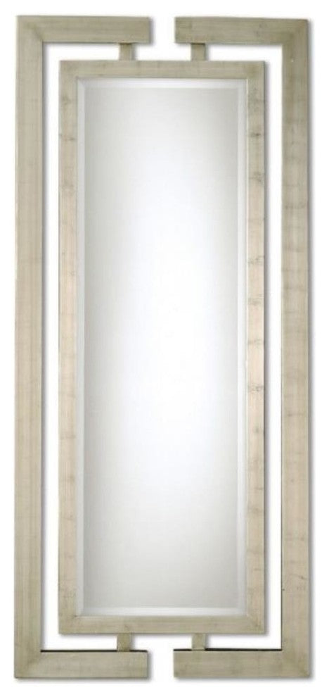 Uttermost Jamal Contemporary Wood Mirror in Scratched Silver Finish