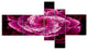 Fractal Flower Dark Pink, Floral Art Canvas Print, 60"x32", 5 panels