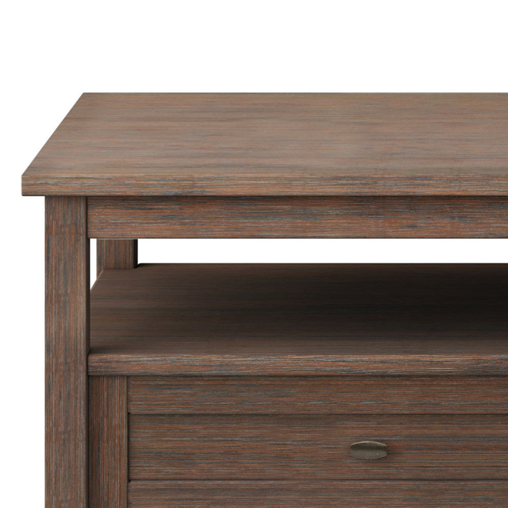 Warm Shaker SOLID WOOD Coffee Table, Farmhouse Brown
