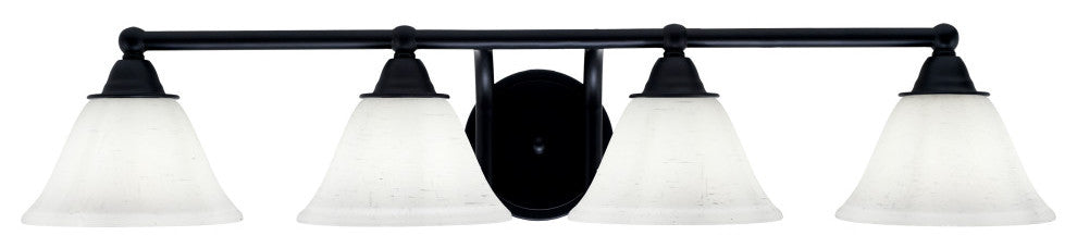 Paramount 4-Light Bath Bar, Matte Black, 7" White Muslin Glass