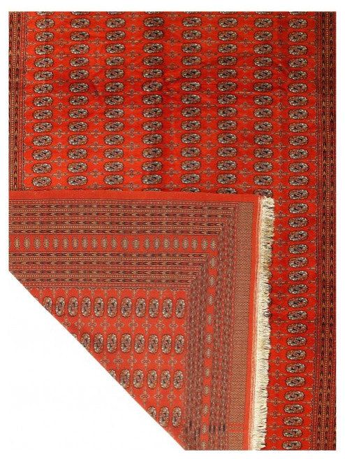 Red Color Fine Hand Knotted Vintage Bokhra 10'4''x13'5''