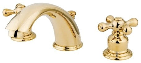 Kingston Brass Widespread Bathroom Faucet With Retail Pop-Up, Polished Brass