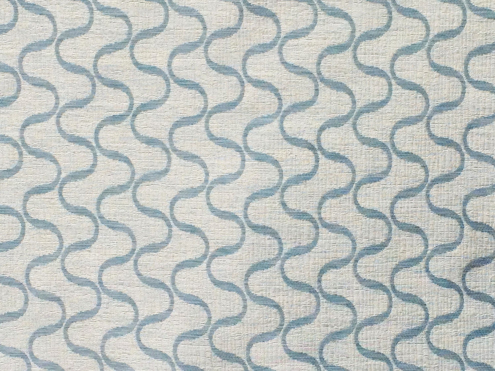 Teal Blue Waves Curtain Fabric By The Yard Upholstery Fabric Drapery
