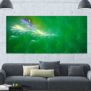 Green Fractal Thunder Sky, Oversized Abstract Canvas Art Print, 60x28