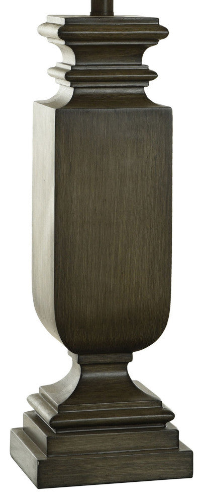 Dorthy Traditional Table Lamp Brown Faux Wood Finish Heathered Oatmeal